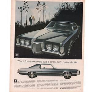 1969 Pontiac Grand Prix / Campbells Soup Bowl Magazine Advertisement Vintage